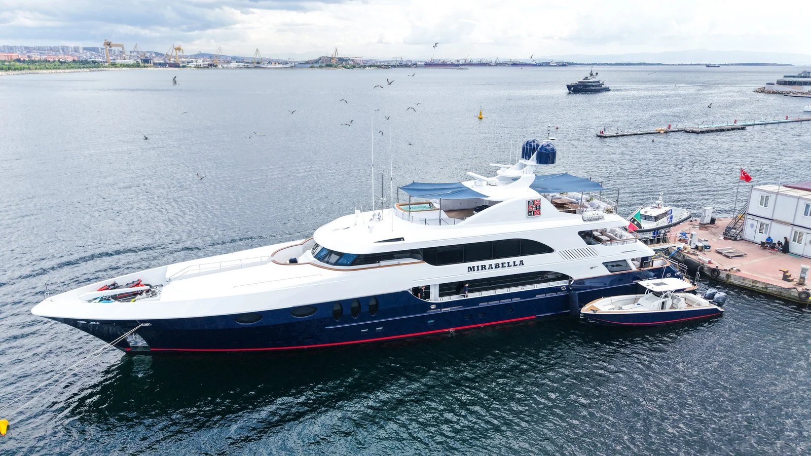 Mirabella lying at the yard berth in Tuzla after her refit